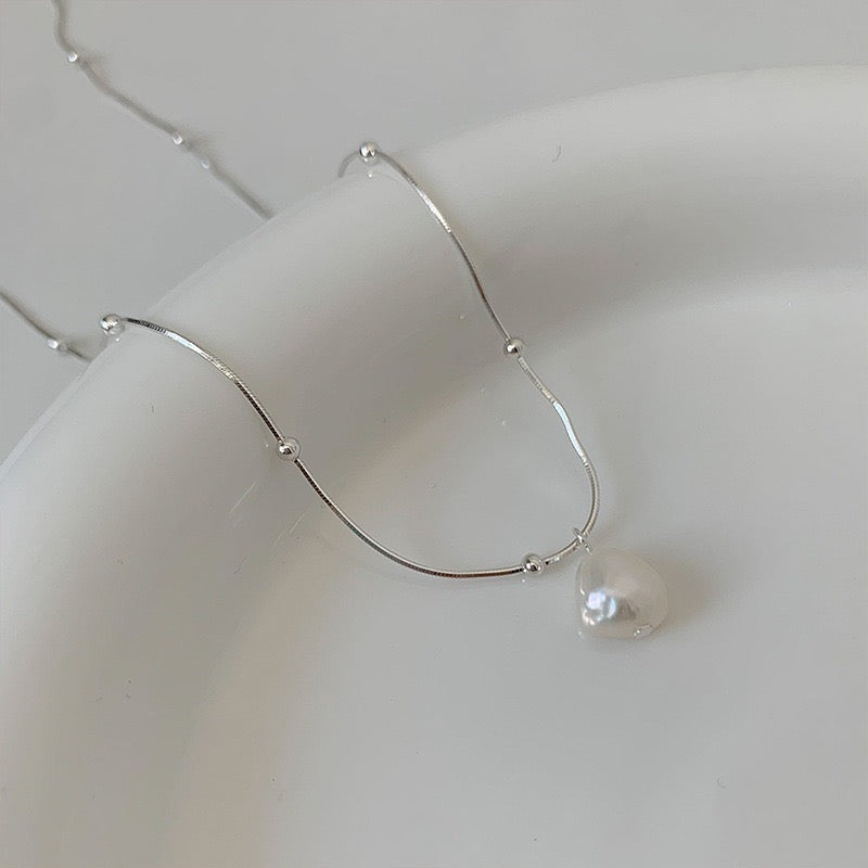 Imitation Pearl Necklace Sterling Silver