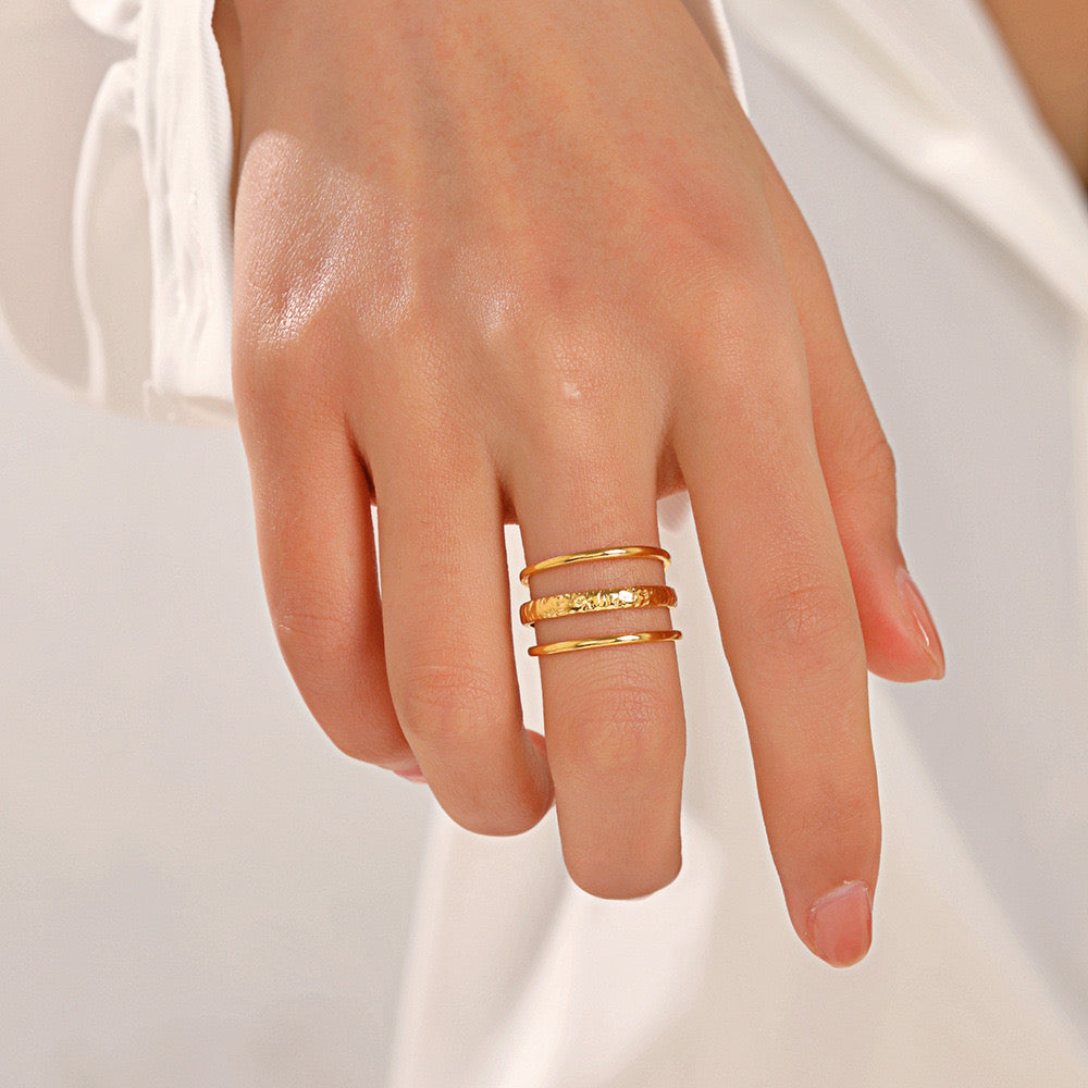 Geometric Open Stainless Steel 18K Gold Plated Open Ring