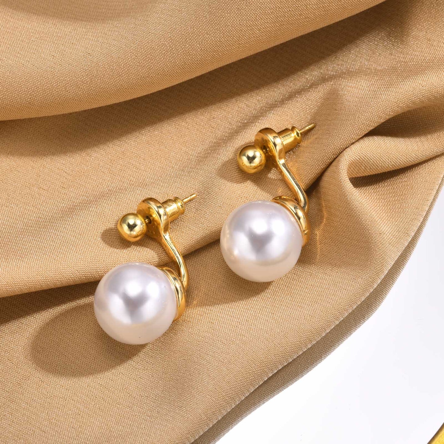 Artificial Pearls 18K Gold Plated Ear Studs