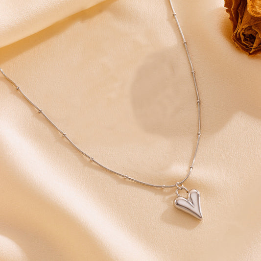 Peach Heart Necklace Sterling Silver