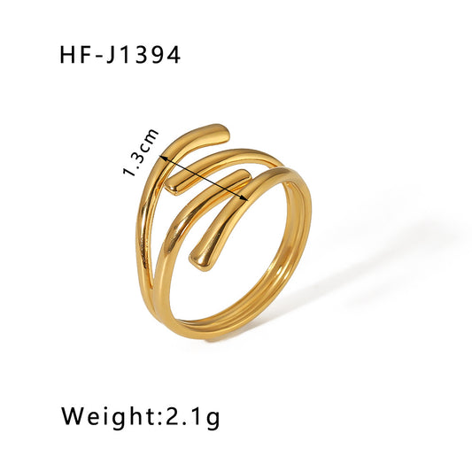 Geometric Holding Hand Shape Open Ring 18K Gold Plated