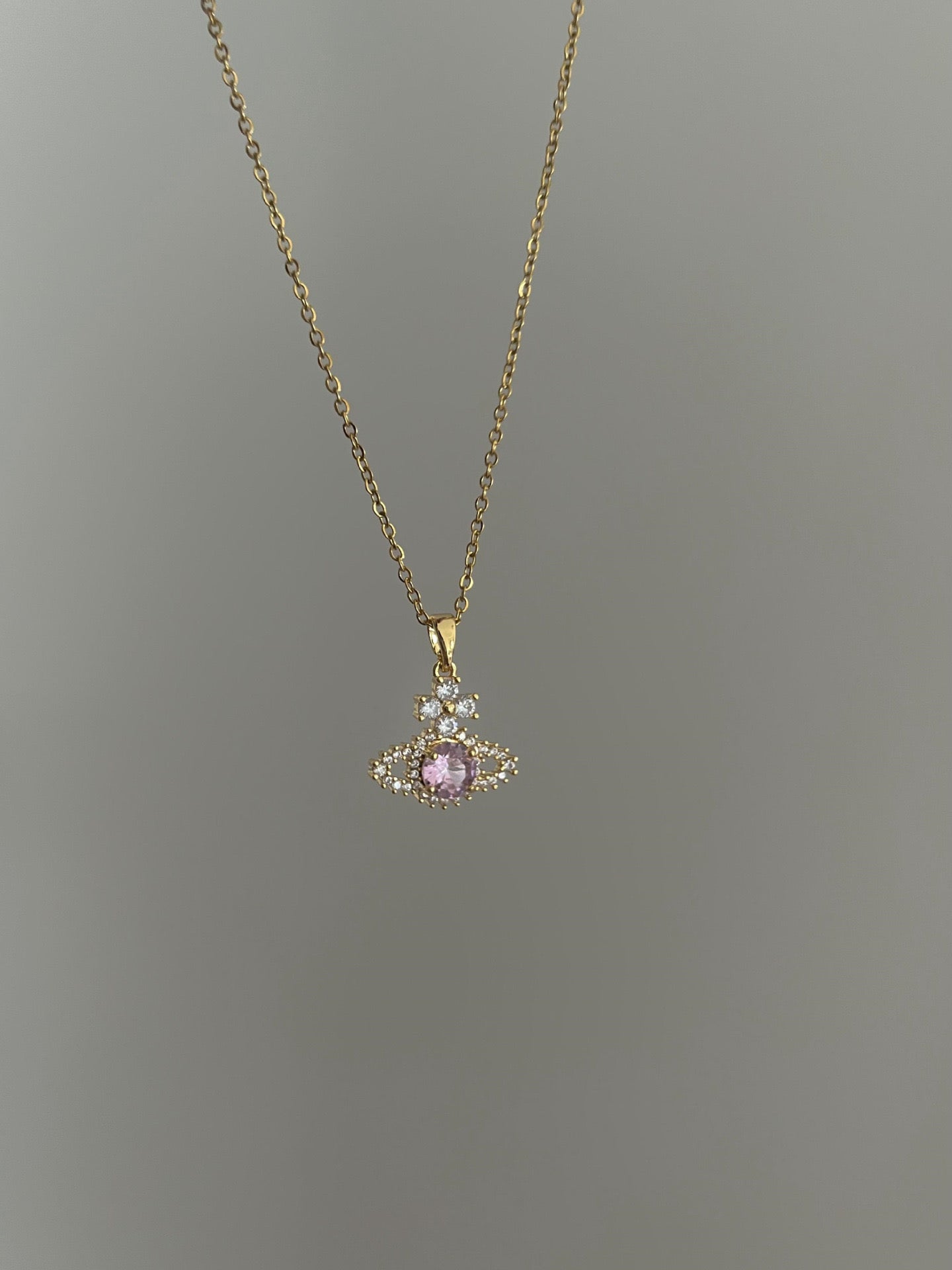 Planet Zircon Pendant 18K Gold Plated Necklace