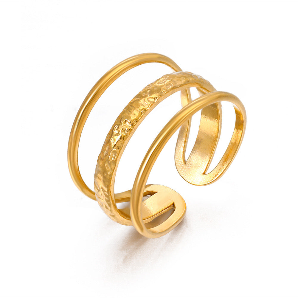 Geometric Open Stainless Steel 18K Gold Plated Open Ring