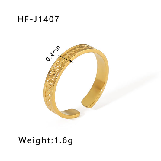 Stainless Steel 18K Gold Plated Geometric Open Ring