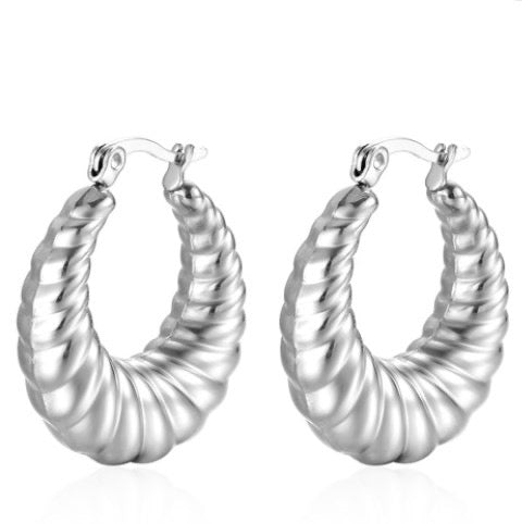 Sterling Silver Twill Hollow Earrings