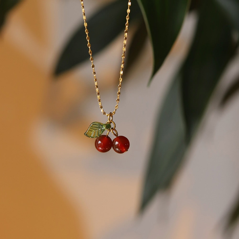 Golden Cherry Necklace 18K Gold plated Stainless Steel