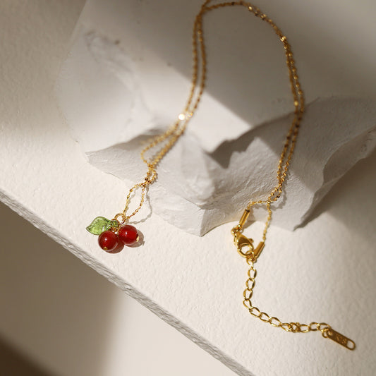 Golden Cherry Necklace 18K Gold plated Stainless Steel