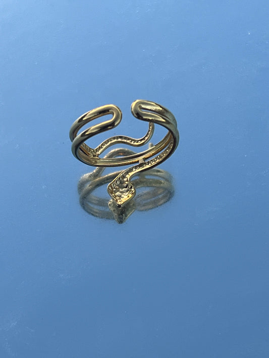 18K Gold Plated Geometric Small Snake Shape Open Ring