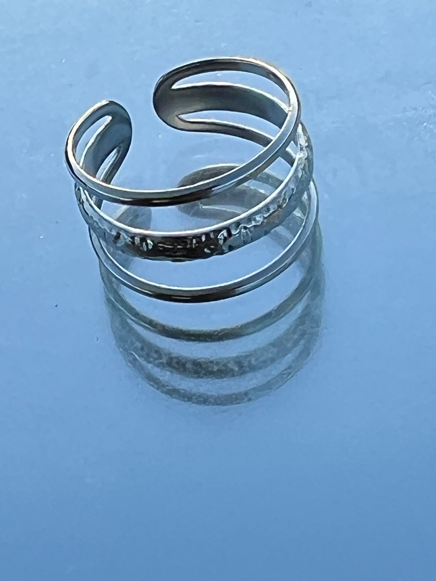 Geometric Open Stainless Steel Silver Open Ring