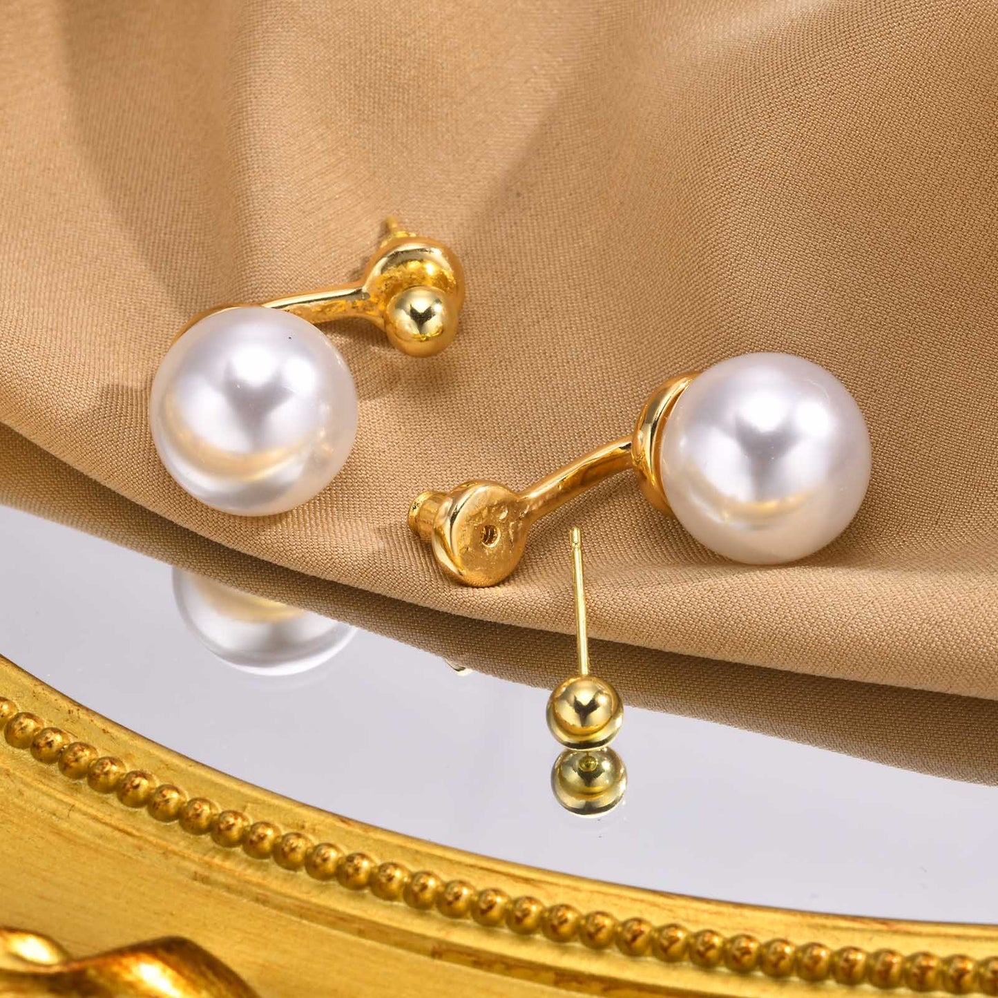 Artificial Pearls 18K Gold Plated Ear Studs