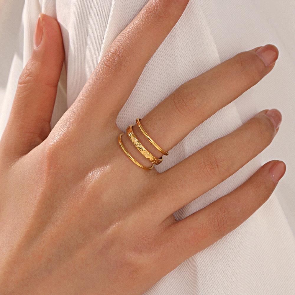 Geometric Open Stainless Steel 18K Gold Plated Open Ring